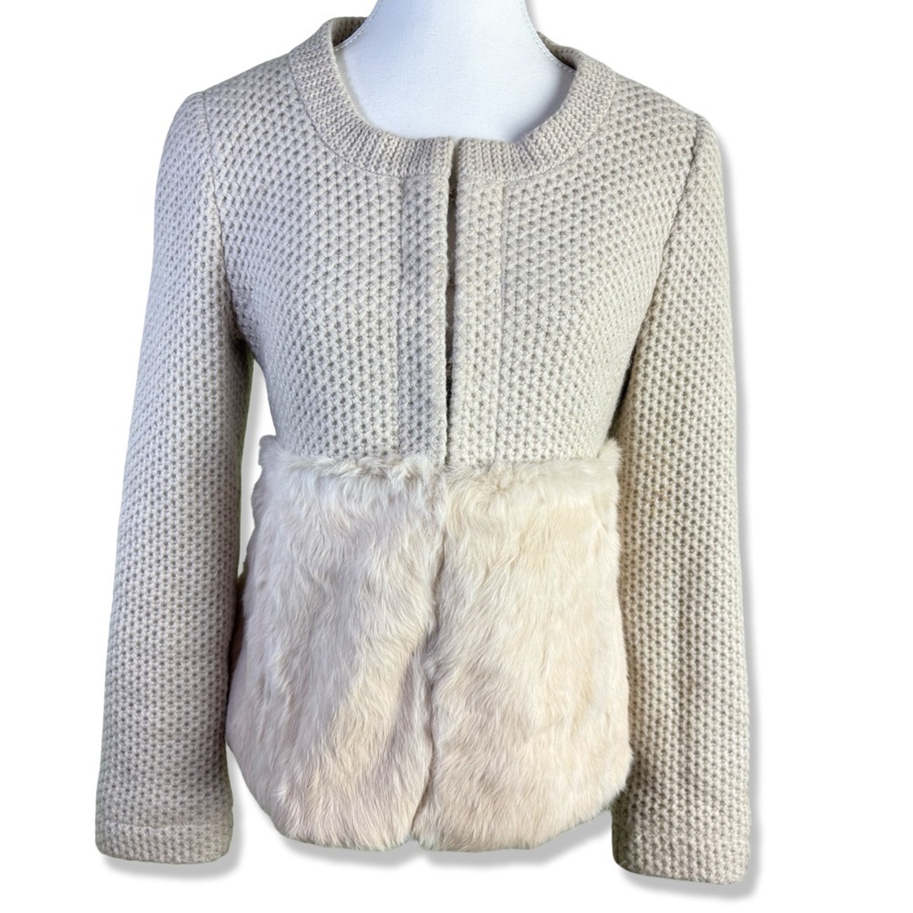 Nanette Lepore Elysian Cream Rabbit Fur Jacket Small